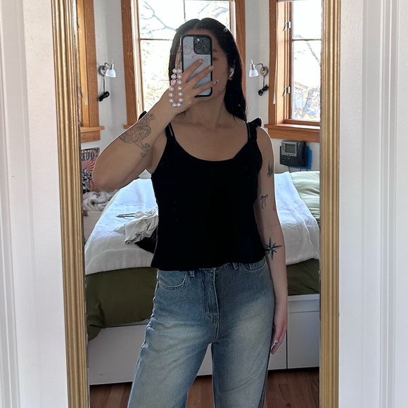 coquette black ruffle heart pattern top - Picture 2 of 5